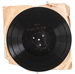 Record of The Three Stooges Performing 6 Takes of 4 Songs From the 1948 Film Fiddlers Three -- 78 RPM 12 Record Is Presto Lacquer Acetate Disc -- Very Good With a Few Shallow Scratches